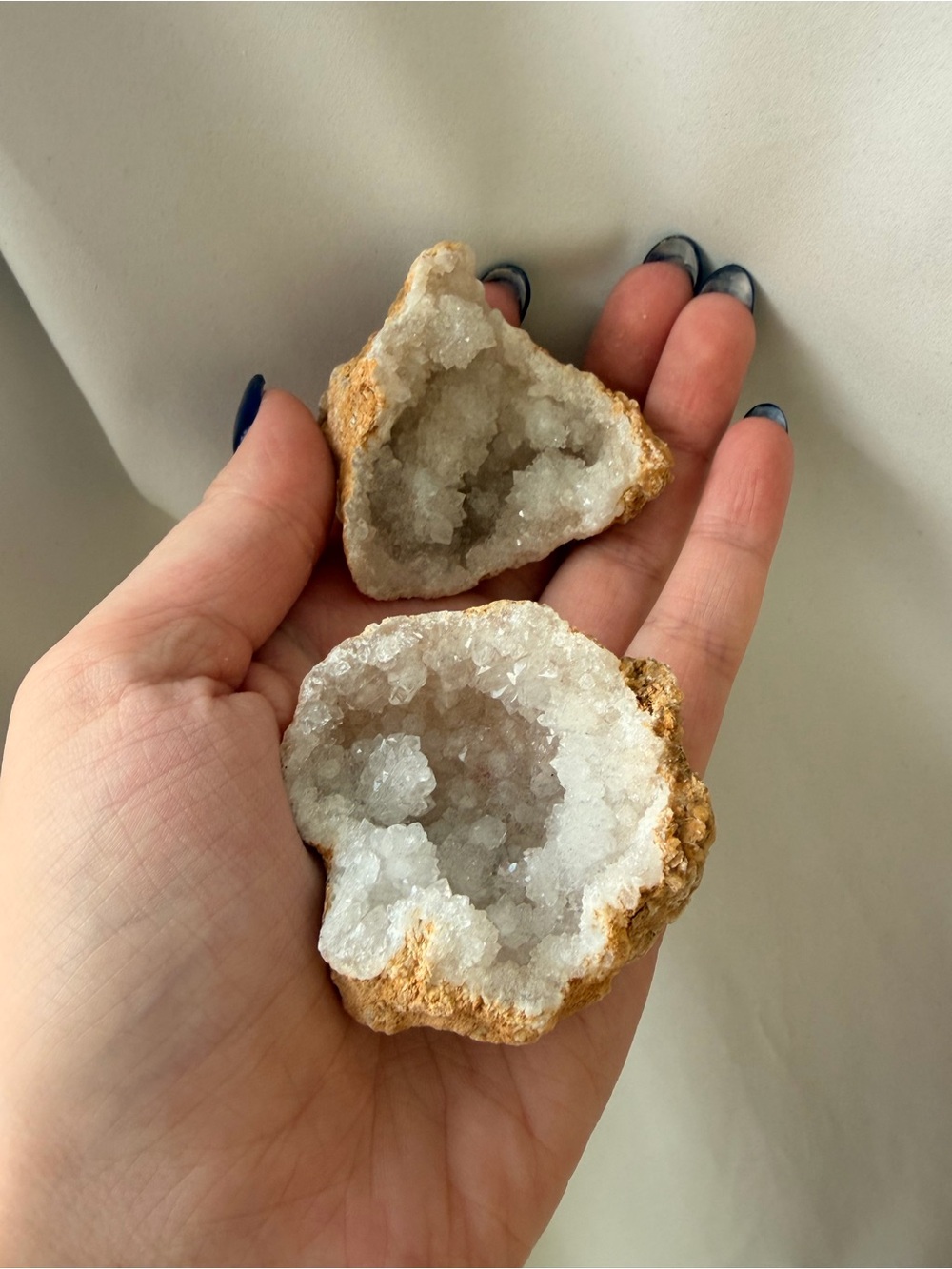 Natural White Crystal Geode Pair - Home Accents